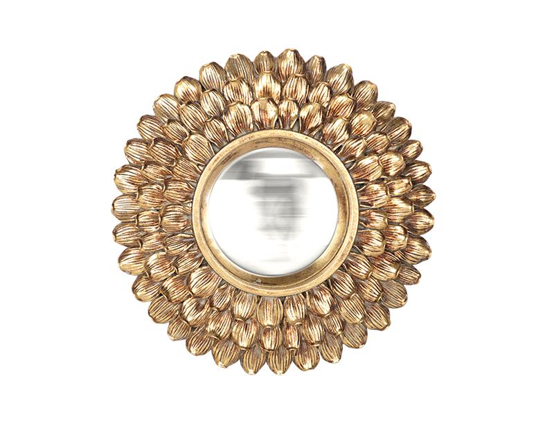 Miroir convexe pétales doré 20 cm