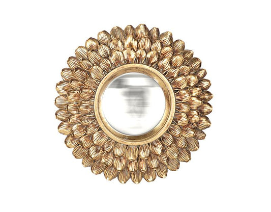 Miroir convexe pétales doré 20 cm