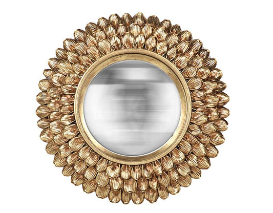 Miroir convexe pétales doré 24 cm