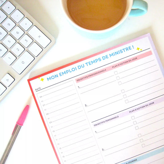 Planificateur Quotidien A4 – Organise ta Journée de Ministre et Atteins tes Objectifs ! ✨