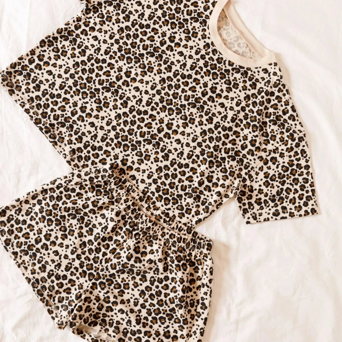 Pyjama Coton Bio – Léopard Beige