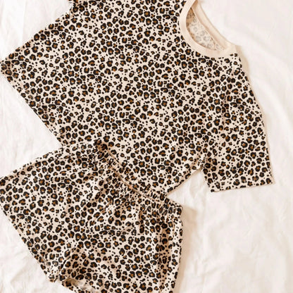Pyjama Coton Bio – Léopard Beige