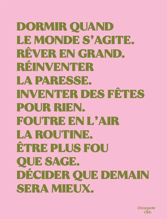 Poster Mantra n°5 Rêver en grand rose et kaki – 50 × 70 cm – vue 2