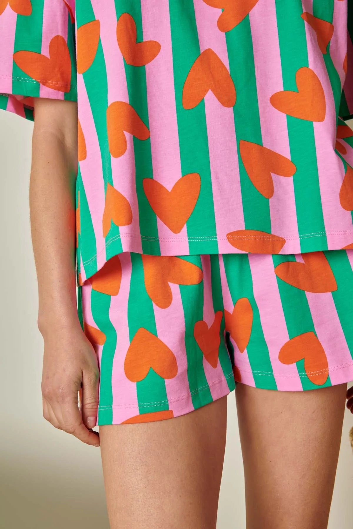 Pyjama Coton BIO - Coeurs Rayures
