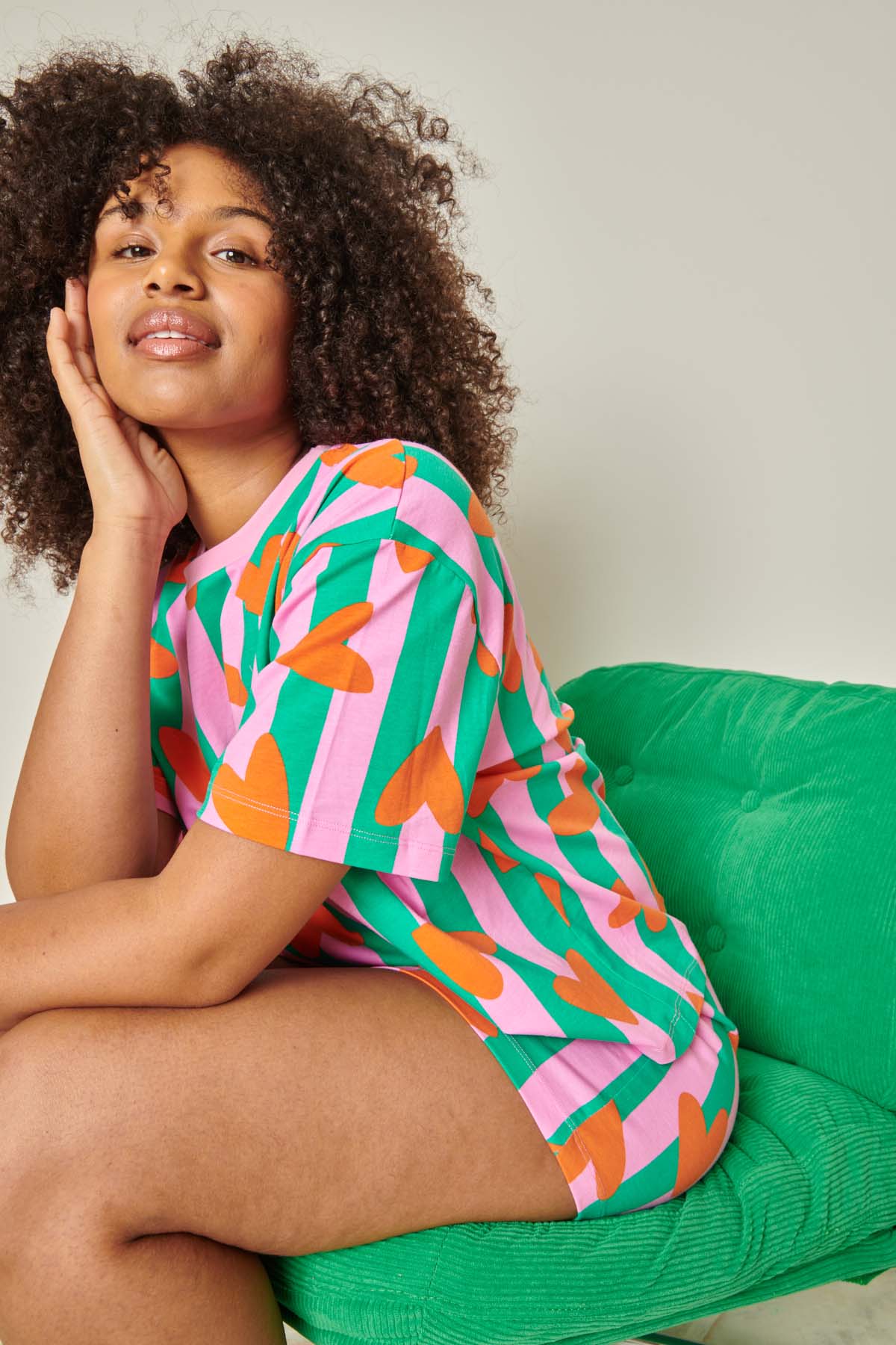 Pyjama Coton BIO - Coeurs Rayures