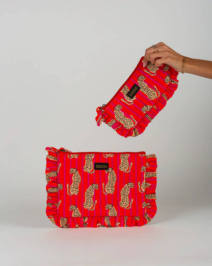 Pochette matelassée à froufrous Guépard: Grande