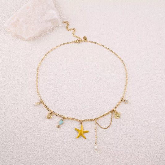 Collier pampilles poissons (Jaune)