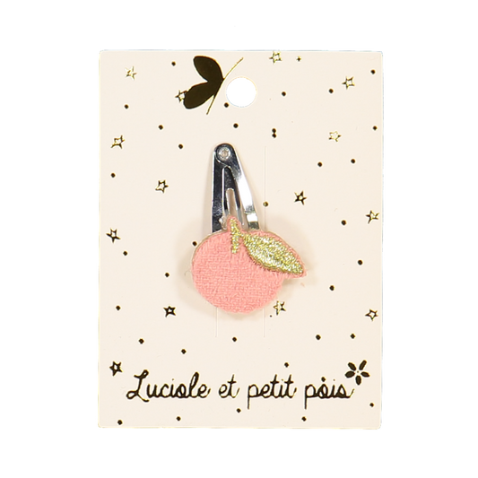 Barrette mini pomme - Velours rose