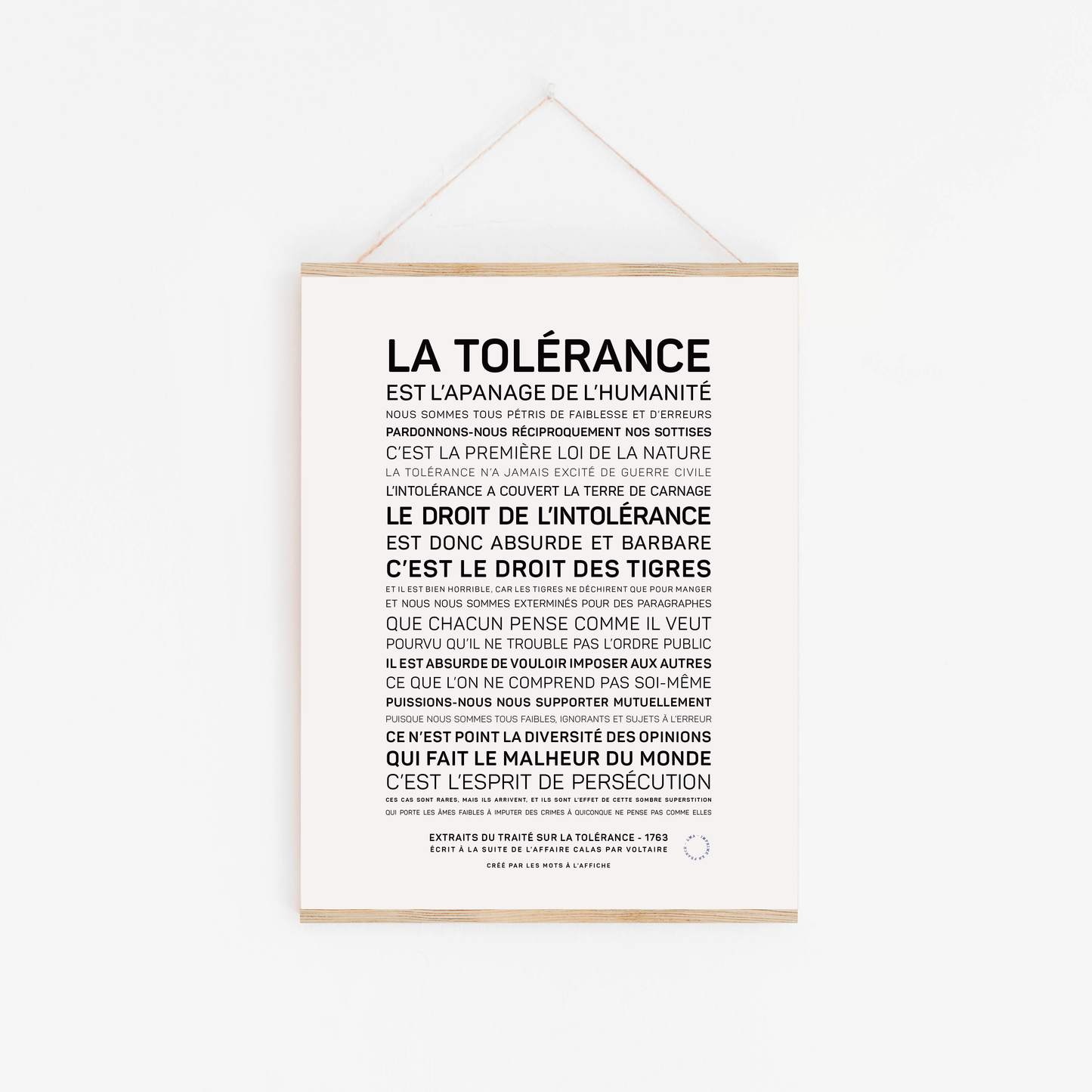 Affiche La tolérance: MINI A6 10.5 x 14.8 mm