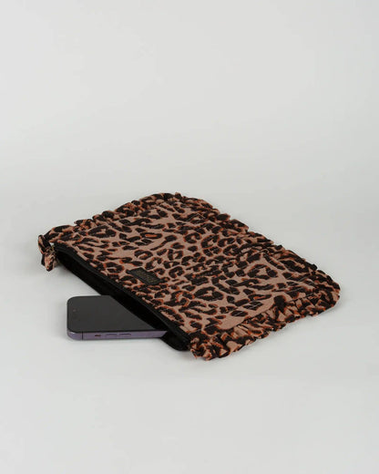 Pochette matelassée à froufrous Léopard: Grande