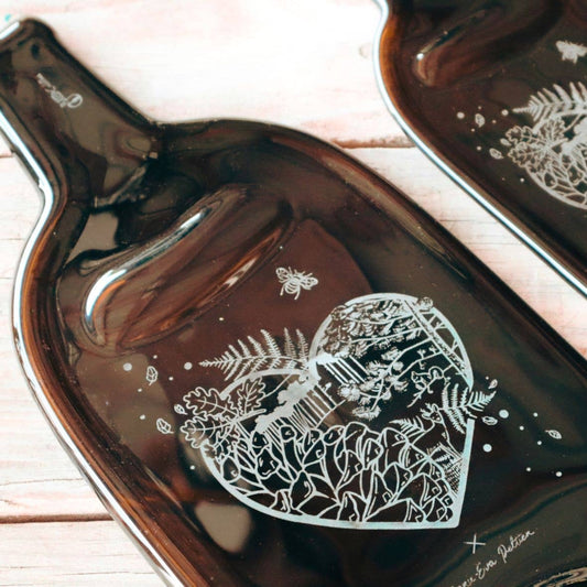 LES PLATES & illustrées Coeur- brunes