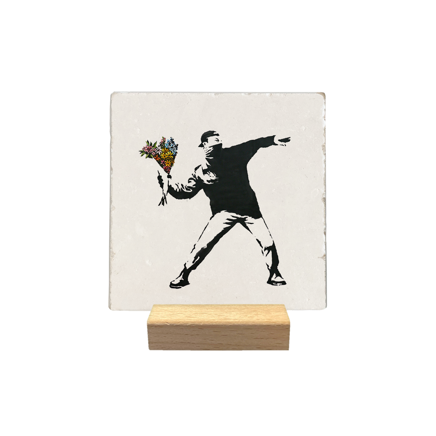 Hommes avec des fleurs - carreau en pierre naturelle