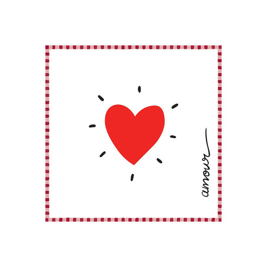 Serviette papier cœur rouge x20