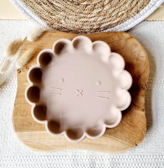 Assiette en silicone avec ventouse Lion - Sable