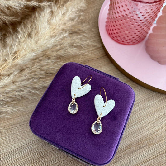 Innamorata - boucles d'oreilles en forme de cœur blanc