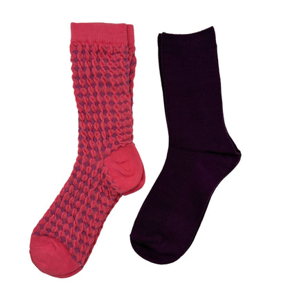 Duo de boîtes à chaussettes rose estoril et violet avec épingle kitsch