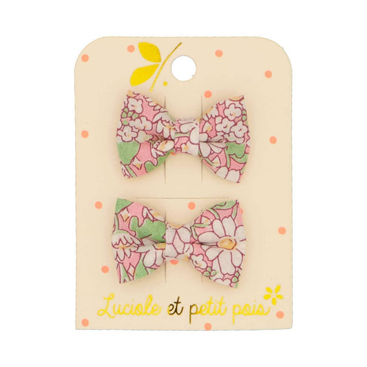 Barrettes mini papillon - Liberty Alice pêche