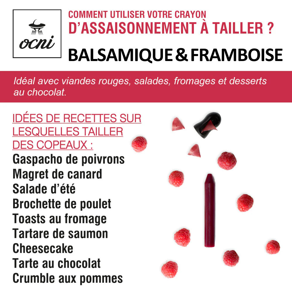 Crayon d’assaisonnement Balsamique & framboise – Coffret avec taille-crayon – OCNI