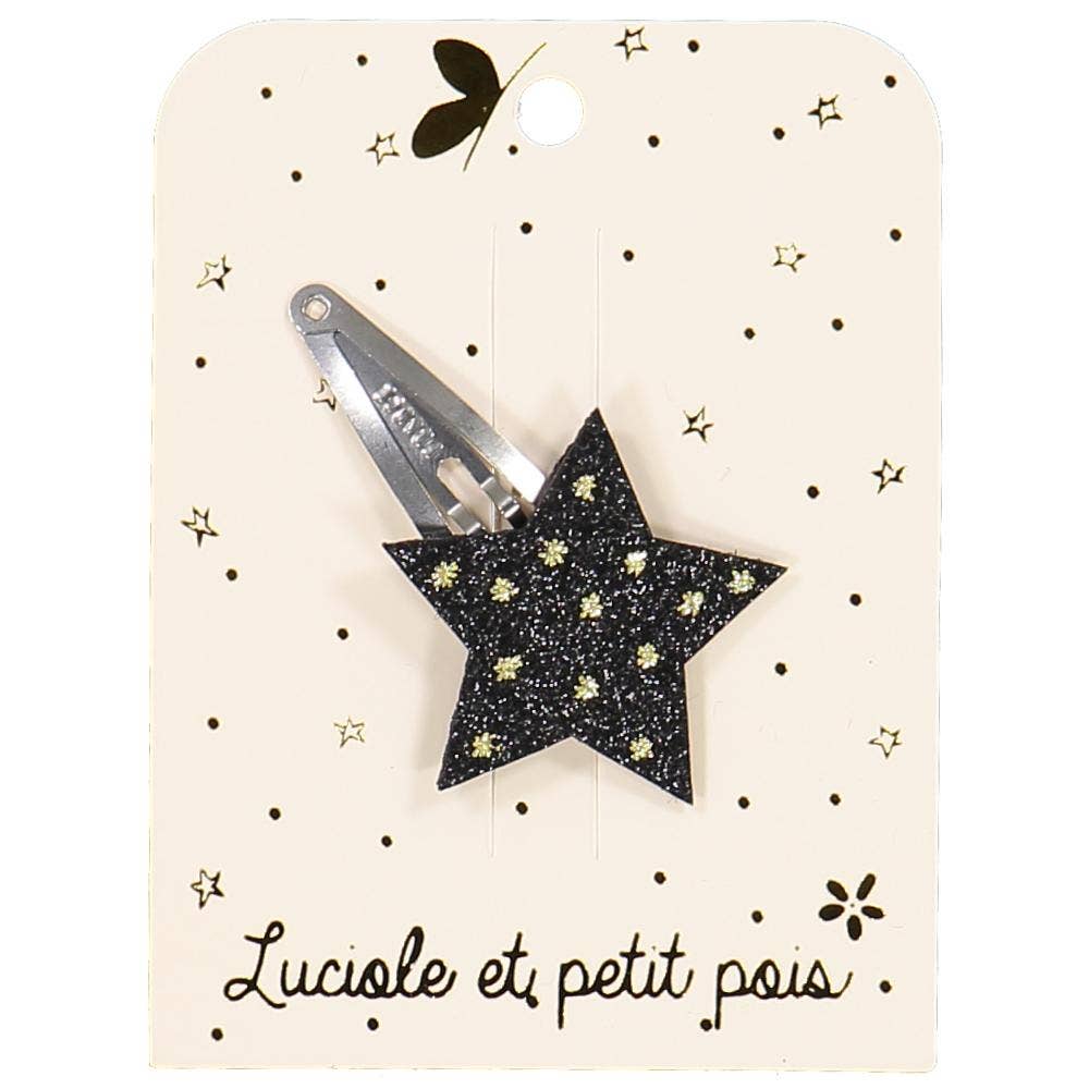 Barrette étoile - Glitter noir