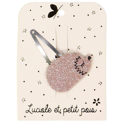 Barrette hérisson - Glitter rose