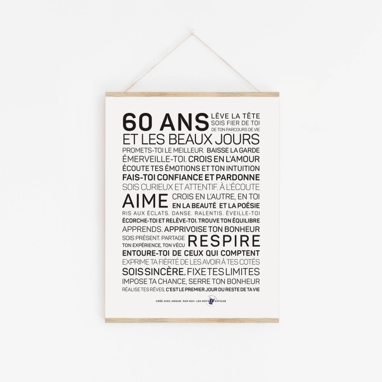 Affiche 60 ans - MINI A6 10.5 x 14.8 mm