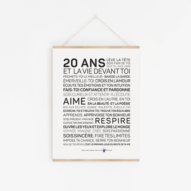 Affiche 20 ans - MINI A6 10.5 x 14.8 mm