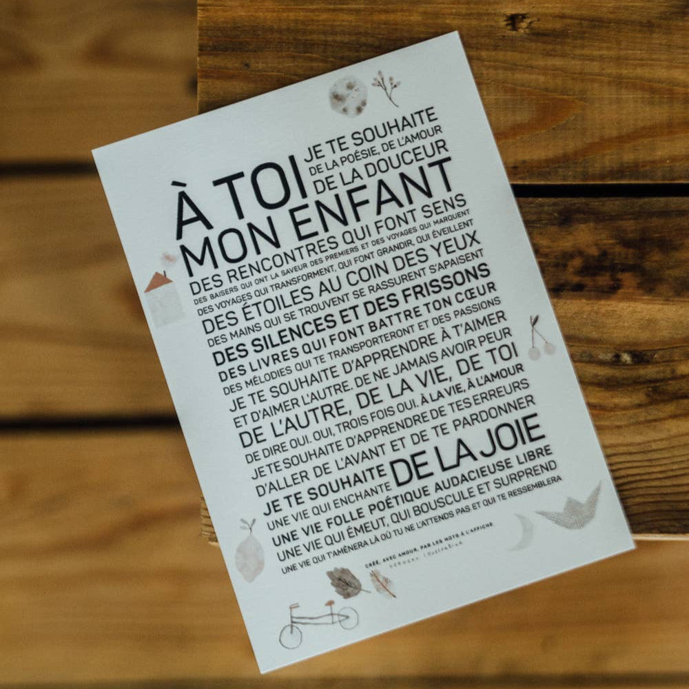 Affiche A toi, mon enfant - illustré: MINI A6 10.5 x 14.8 mm