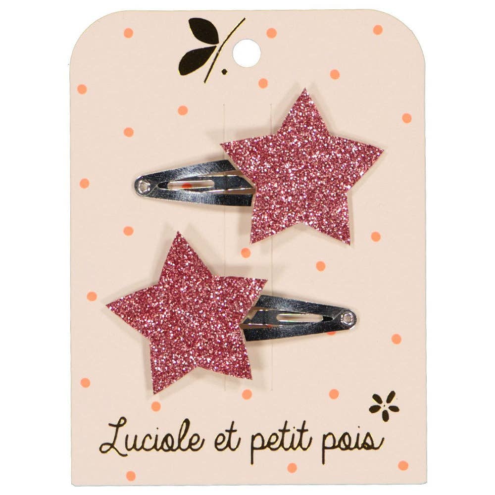 Barrettes étoiles - Glitter framboise (paire)