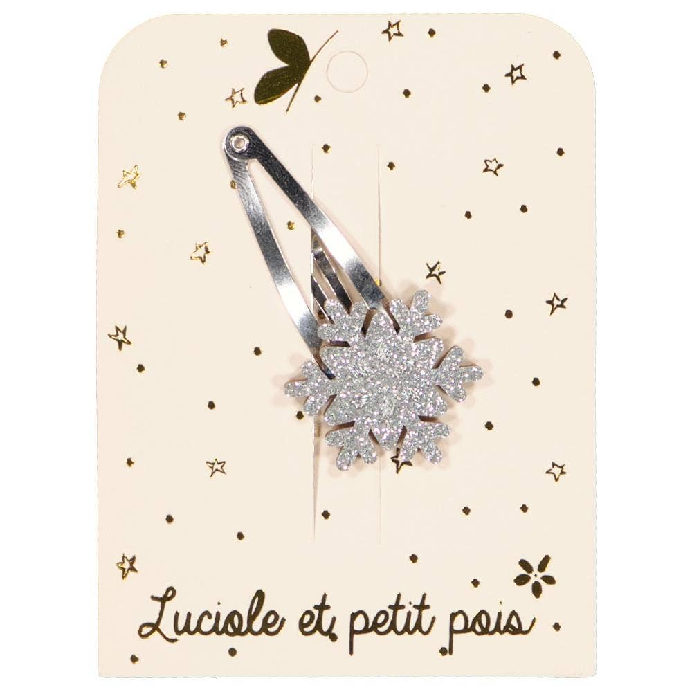 Barrette flocon - Glitter argent