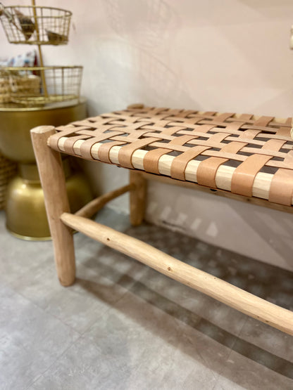Banc bois naturel et dessus cuir