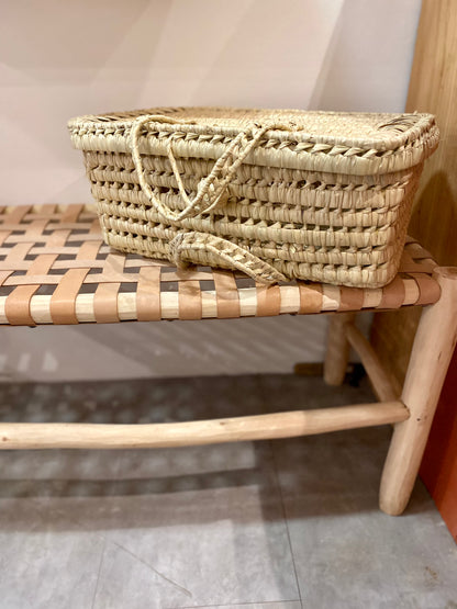 Banc bois naturel et dessus cuir