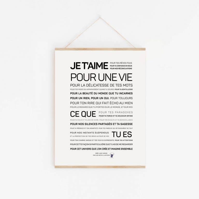 Affiche Je t'aime pour une vie: MINI A6 10.5 x 14.8 mm