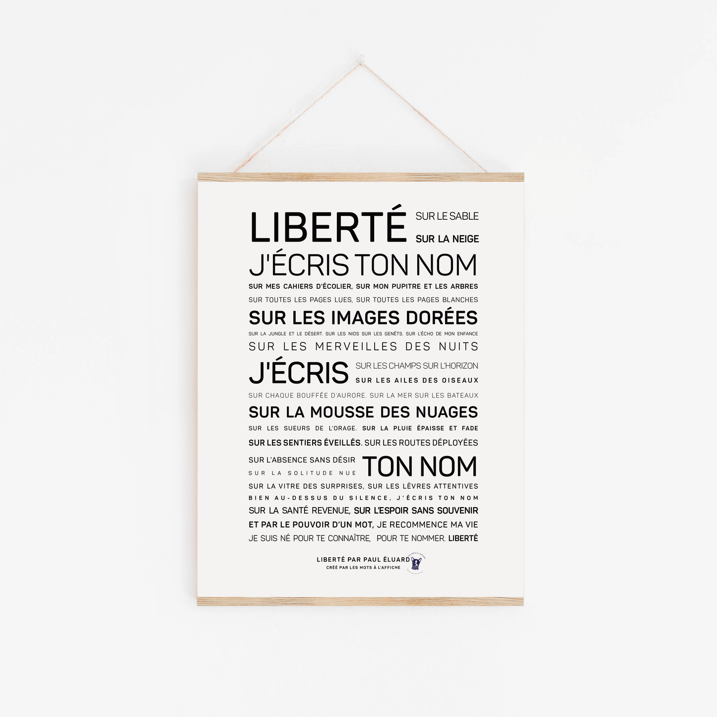 Affiche Liberté, j'écris ton nom par Paul Eluard