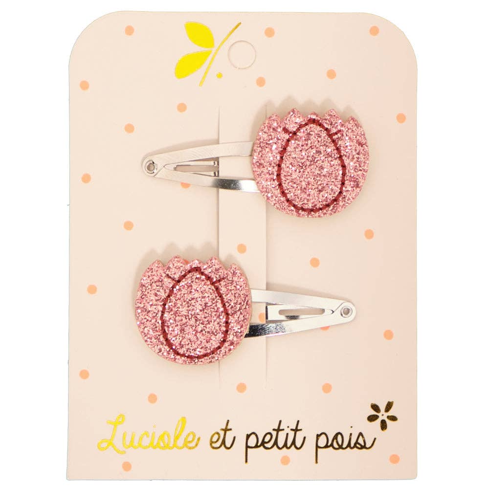 Barrettes tulipes framboise (paire)