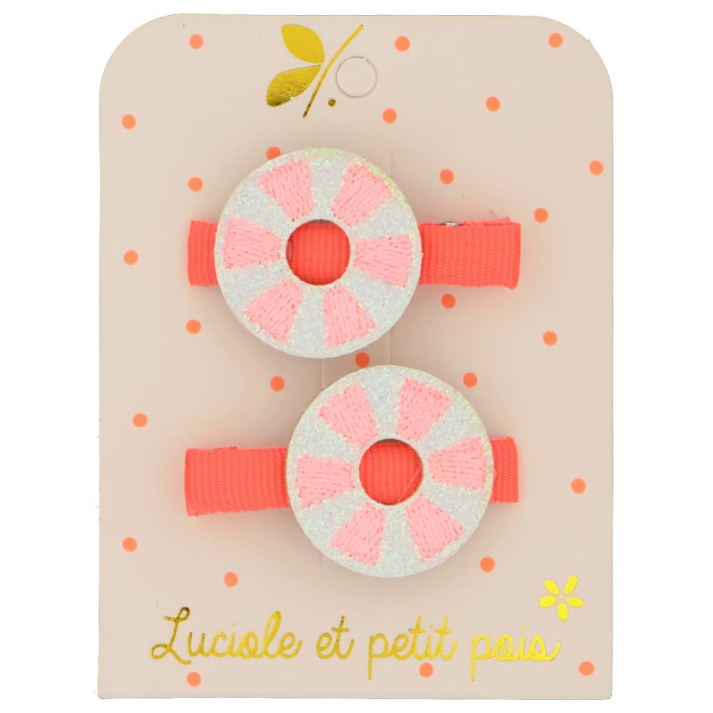 Barrettes bouées - Rose fluo